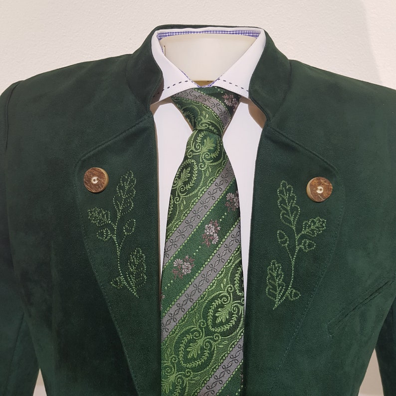 Austria Ischgl Men/'s costume jacket of the brand OS in green suede imitation mi stick for Oktoberfest or folk festival in Bavaria Tyrol