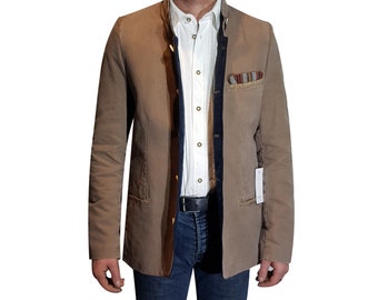 Chaqueta tradicional para hombre marrón medio - azul para fiestas tradicionales hasta eventos formales - en un diseño atemporal / personalizado