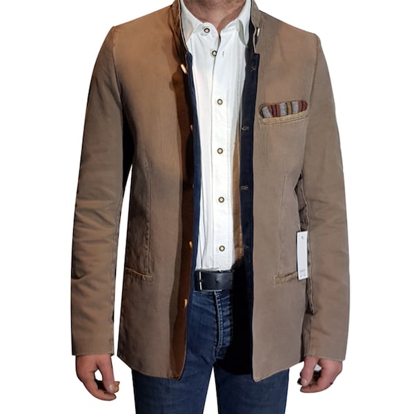 Veste traditionnelle pour hommes marron moyen - bleue pour les fêtes traditionnelles jusqu'aux événements formels - au design intemporel / personnalisée