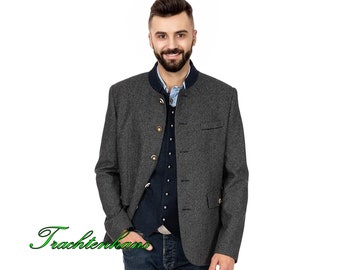 Herren Trachtenjacke schiefer-dunkelblau für traditionelle Feste bis hin zu formellen Veranstaltungen – im zeitlosen Design / personalisiert