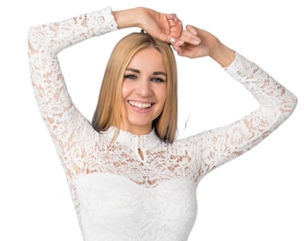 Body con camicetta Dirndl, crema / merce restituita accuratamente ispezionata in qualità nuova / Austria / Baviera / Oktoberfest / abito tradizionale