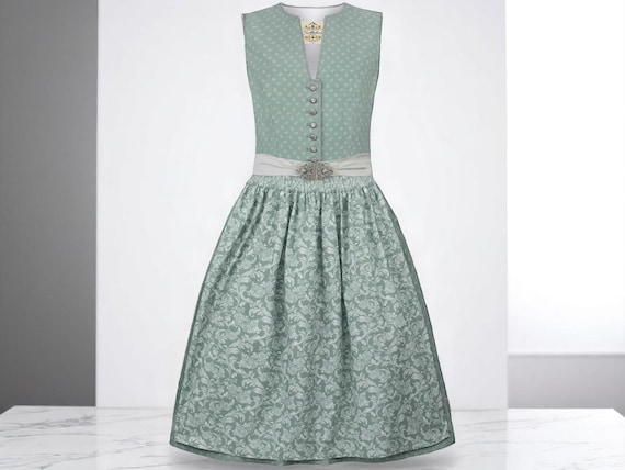 Dirndl salbei Rocklänge 70 cm sorgfältig geprüfte Retoure in Neuware-Qualität / Österreich / Bayern / Oktoberfest / Dirndlkleid
