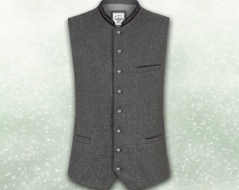 Traditional vest Gilet dark grey wool loden makes the vest an eye-catcher / personalized / tradition meets timeless design