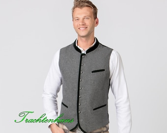 Traditional vest Gilet gray with green edging make the vest an eye-catcher / personalized / tradition meets timeless design