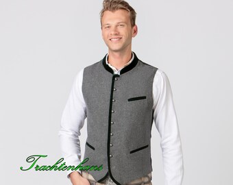 Traditional vest Gilet gray with green edging make the vest an eye-catcher / personalized / tradition meets timeless design