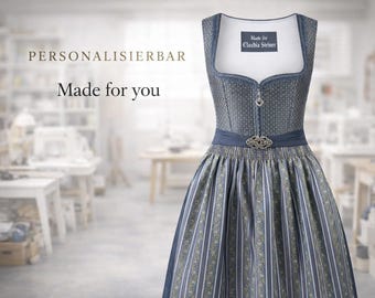 Dirndlkleid blau mit Schürze personalisierbar mit Made for you mit deinen Namen diese Oktoberfest Dirndl zeigt das es dir gehört