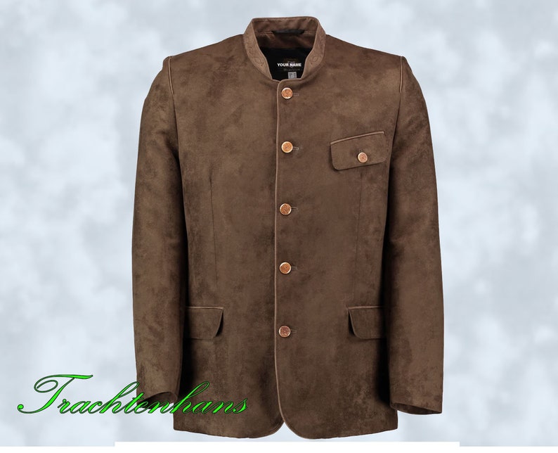 Herren Trachtenjacke braun für traditionelle Feste bis hin zu formellen Veranstaltungen im zeitlosen Design / personalisiert Bild 1