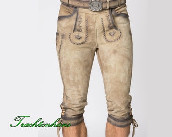 Kniebund Trachten Lederhose feinstes Wildbock-Leder in Hischoptik / personalisiert / Trachtenhans – Tradition trifft auf zeitloses Design