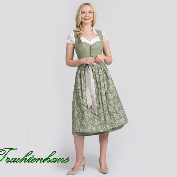 Dirndl, verde caña / ropa auténtica de calidad cultural / Austria / Baviera / Oktoberfest / traje tradicional