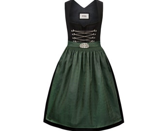 Dirndl Adele black with pine/green apron up to size 54 traditional dress for the Oktoberfest or folk festival in Bavaria, Tyrol - Ischgl, Austria