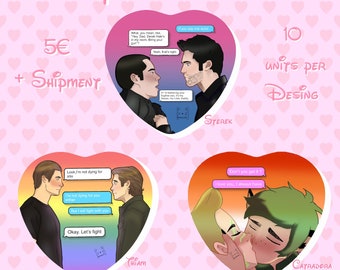 Couple holo heart badge