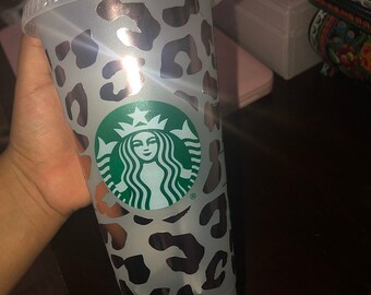 パーソナライズされたヒョウ柄スターバックス再利用可能なタンブラー 