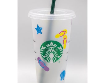 Beach Starbucks Cup | Decorated Cup | Personalized Starbucks Cold Cup |  Custom Travel Cup | Ocean Beach Mermaid Cup | Reusable Coffee Cup - Etsy