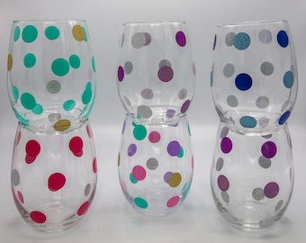 Polka Dot Wine Glass