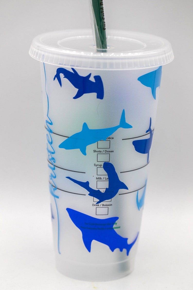 Personalized Shark Starbucks Tumbler Reusable Etsy