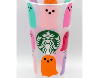 Copo Frio Reutilizável Ghost Halloween Starbucks Colorido