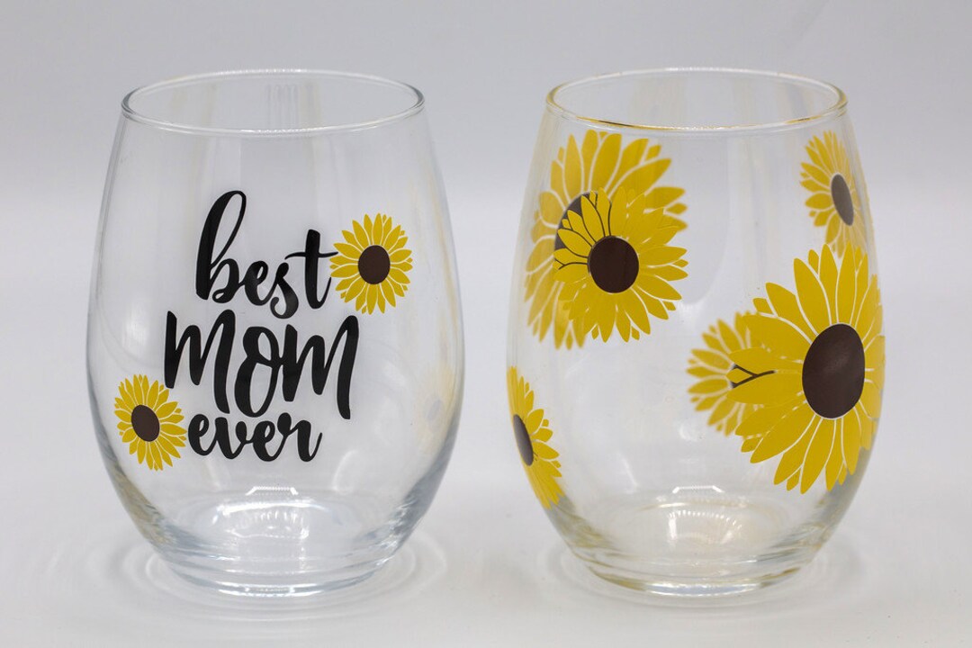 Best Mom Ever Wine Glass Set Etsy