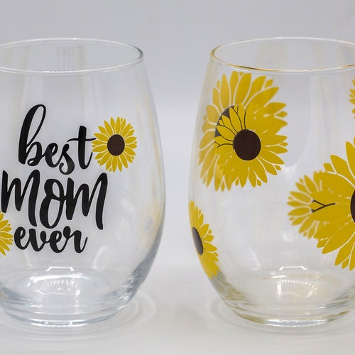 Best Mom Ever Wine Glass Mom Wine Glass Mother's Day Etsy