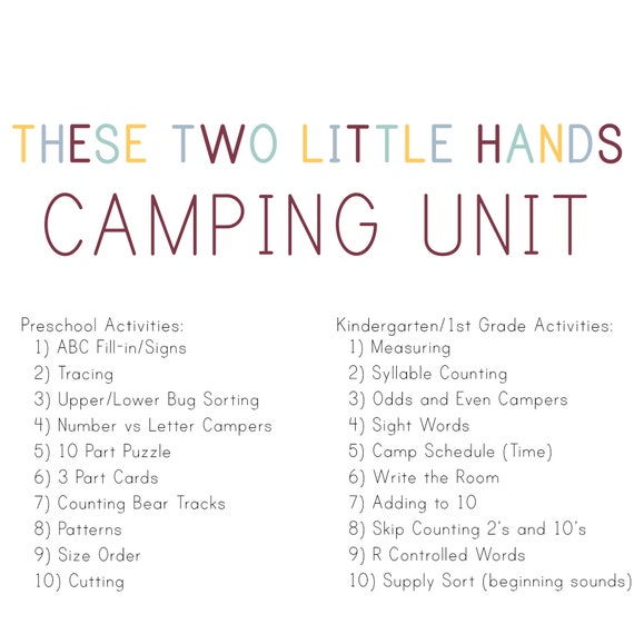 camping unit tot school preschool kindergarten first etsy