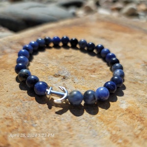 Sodalite Anchor Bracelet: Navy Family Support Gift