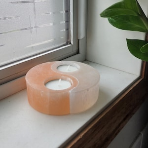 Selenite Ying-Yang Candle Holder