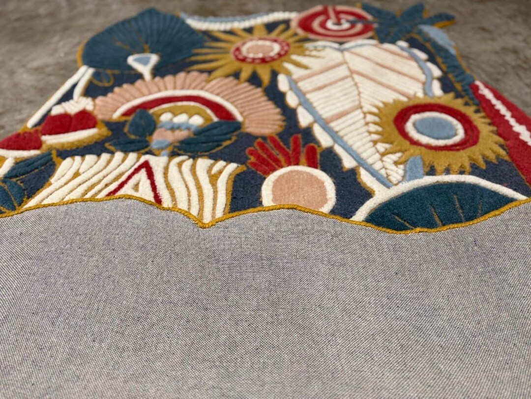 Grand Tapis Moderne En Laine Beige Fait Main 5x5 Pieds - Pour Salon, Chambre - The Modern Rug