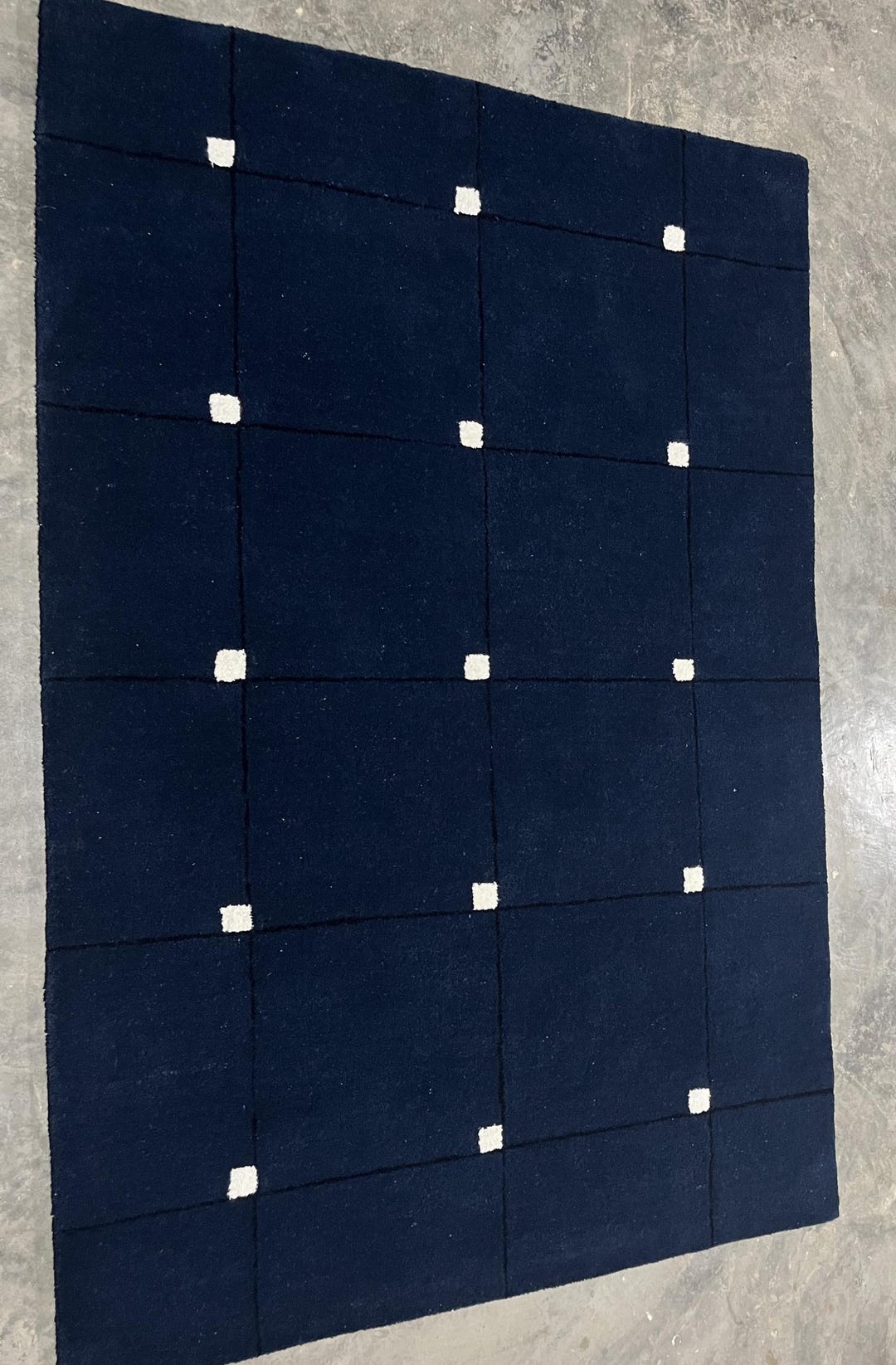 Hand-tufted Blue Grid Wool Rug: Modern Geometric Indian Carpet - Etsy
