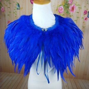 Deluxe Royal Blue Feather Collar or Cape, Fantasy Feather Collar for Events, Costume, Carnival Cosplay