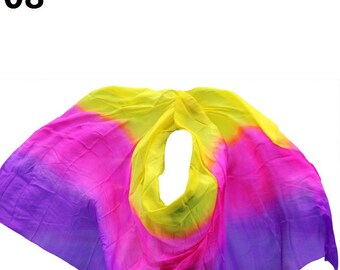 real silk belly dance veil, cheap dance veils,tari perut kostum veil,Size 270X90cm Rainbow colors