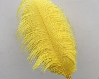 Yellow  Ostrich Feathers for millinery hat handmade art,Wedding centerpieces decorations