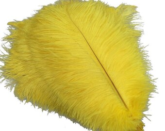 Yellow  Ostrich Feathers for millinery hat handmade art,Wedding centerpieces decorations