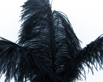 Black Ostrich Feathers for millinery hat handmade art,Wedding centerpieces decorations