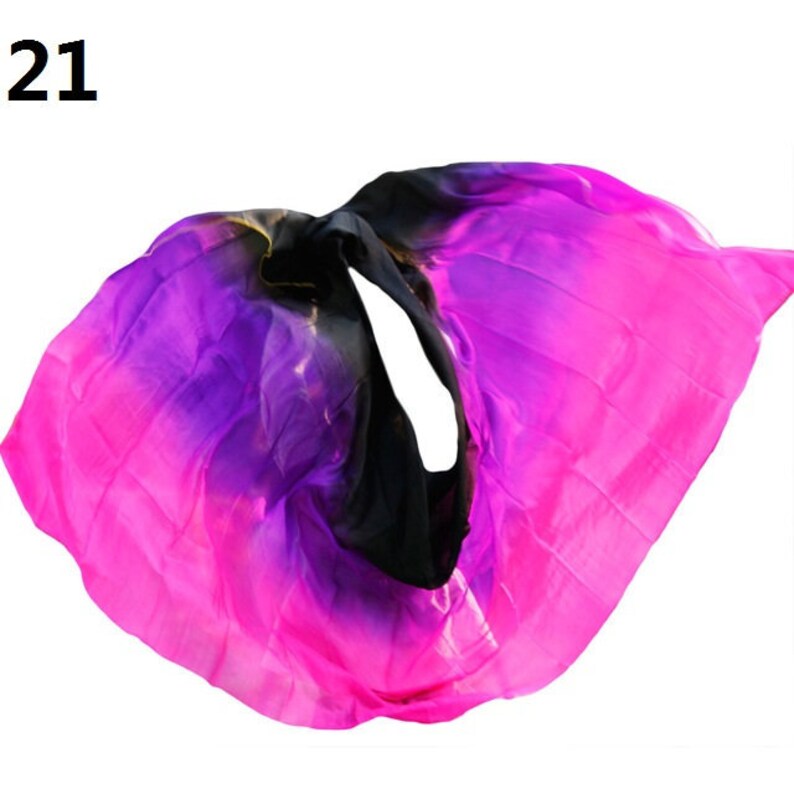 cheap dance veils,tari perut kostum veil,Size 270X90cm Rainbow colors real silk belly dance veil