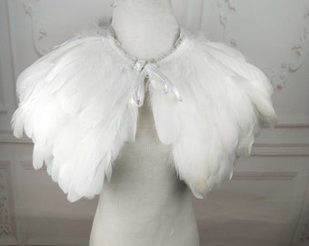 Deluxe White Feather Collar or Cape, Fantasy Feather Collar for Events, Costume, Carnival Cosplay