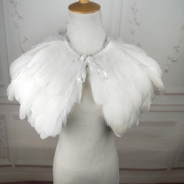 Deluxe White Feather Collar or Cape, Fantasy Feather Collar for Events, Costume, Carnival Cosplay