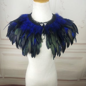 Deluxe Royal blue&black Feather Collar or Cape, Fantasy Feather Collar for Events, Costume, Carnival Cosplay