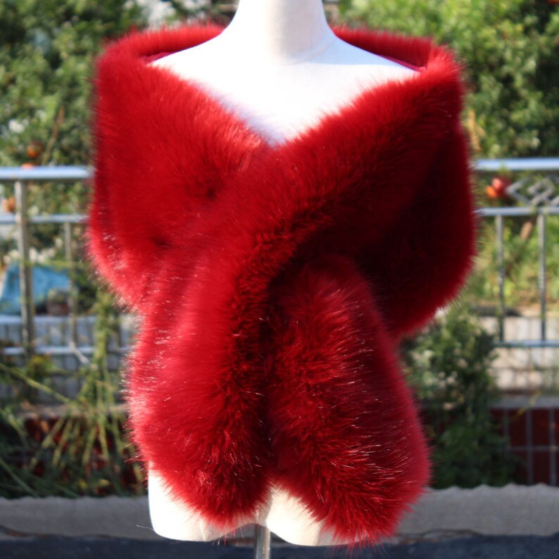 Modern Burgundy Faux Fur Wedding Wrap Bridal Shrug