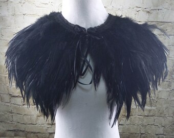 Deluxe Black Feather Collar or Cape, Fantasy Feather Collar for Events, Costume, Carnival Cosplay