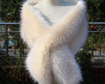 Begie  Faux fur bridal wrap, Wedding Fur shrug, Bridal Fur, Fur Wrap, Bridal Faux Fur Stole Fur Shawl Cape