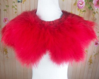 Deluxe Red Feather Collar or Cape, Fantasy Feather Collar for Events, Costume, Carnival Cosplay