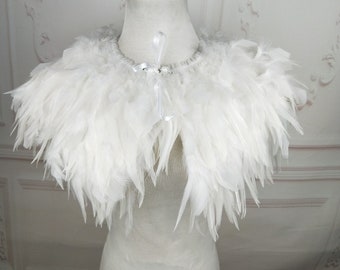 Deluxe White Feather Collar or Cape, Fantasy Feather Collar for Events, Costume, Carnival Cosplay