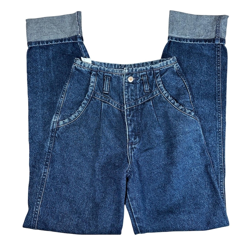 Wrangler Vintage 90s High Rise Pleat Dark Wash Denim Jeans Western Bareback 25 image 1