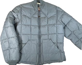 Walls Vintage Western Yoke 80s Puffer Jacket Gray Mens Medium Tall USA