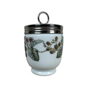 Royal Worcester Porcelain Egg Coddler Blackberry Pattern Metal Lid Made England