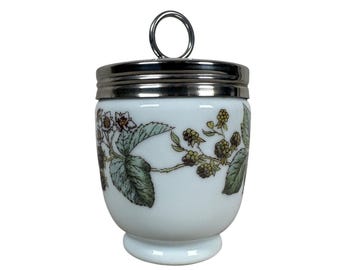 Royal Worcester Porcelain Egg Coddler Blackberry Pattern Metal Lid Made England
