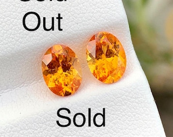 Natural spessartite (orange garnet) in 8x6 mm oval  pair semiprecious gemstone  for jewelry 3.04 cts