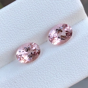 Natural pink morganite semiprecious gemstone 8x6 mm in oval shape