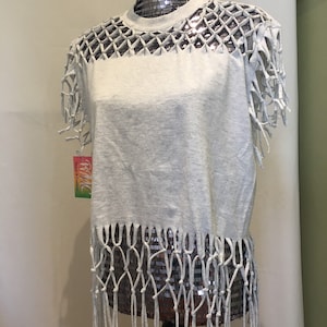Macrame design T-Shirt with Rhinestone