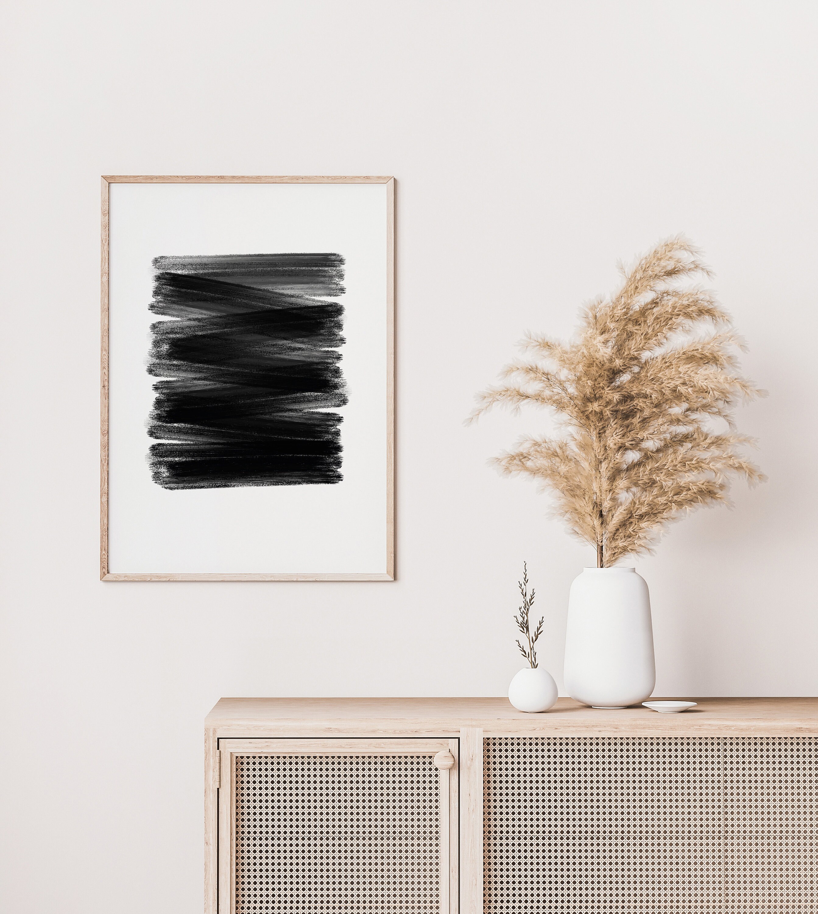 Brush Strokes Abstract Prints Wall Art/Black Decor/Black Wall Etsy