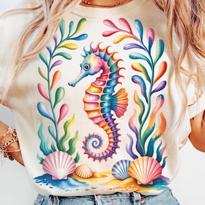Summer Seahorse PNG, Preppy Summer Vibes Png, Neon Beach Png, Retro Summer Seashell Png, Girly Summer Png, Toddler Summer Png, Coastal Png